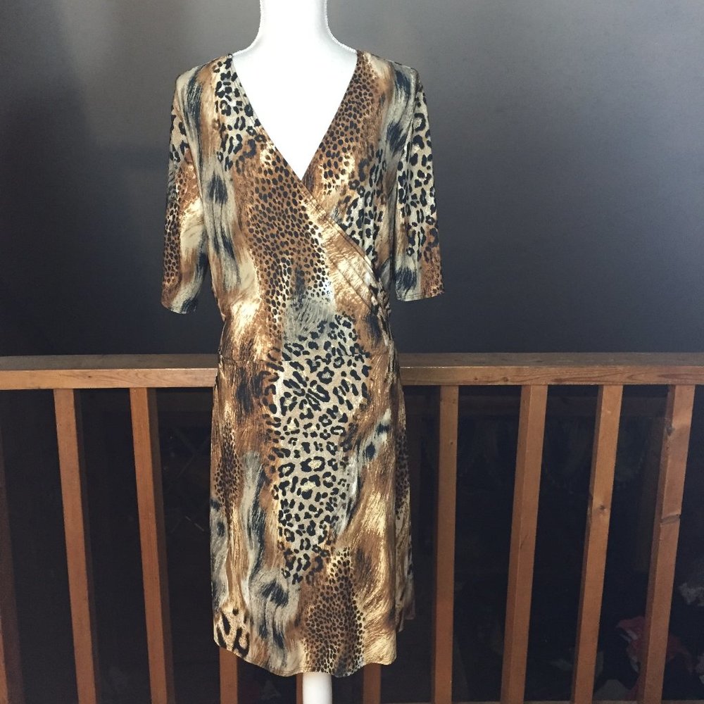 $4 SALE! Promises Promises Leopard Faux Wrap Dress